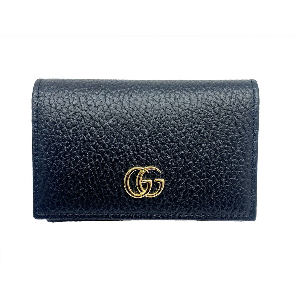 GUCCI GG Marmont Double Leather Card Case Wallet Black Red - Picture 2 of 8